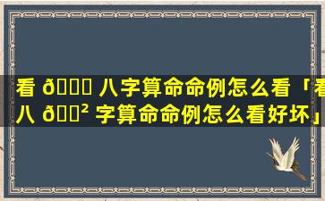 看 🍀 八字算命命例怎么看「看八 🌲 字算命命例怎么看好坏」